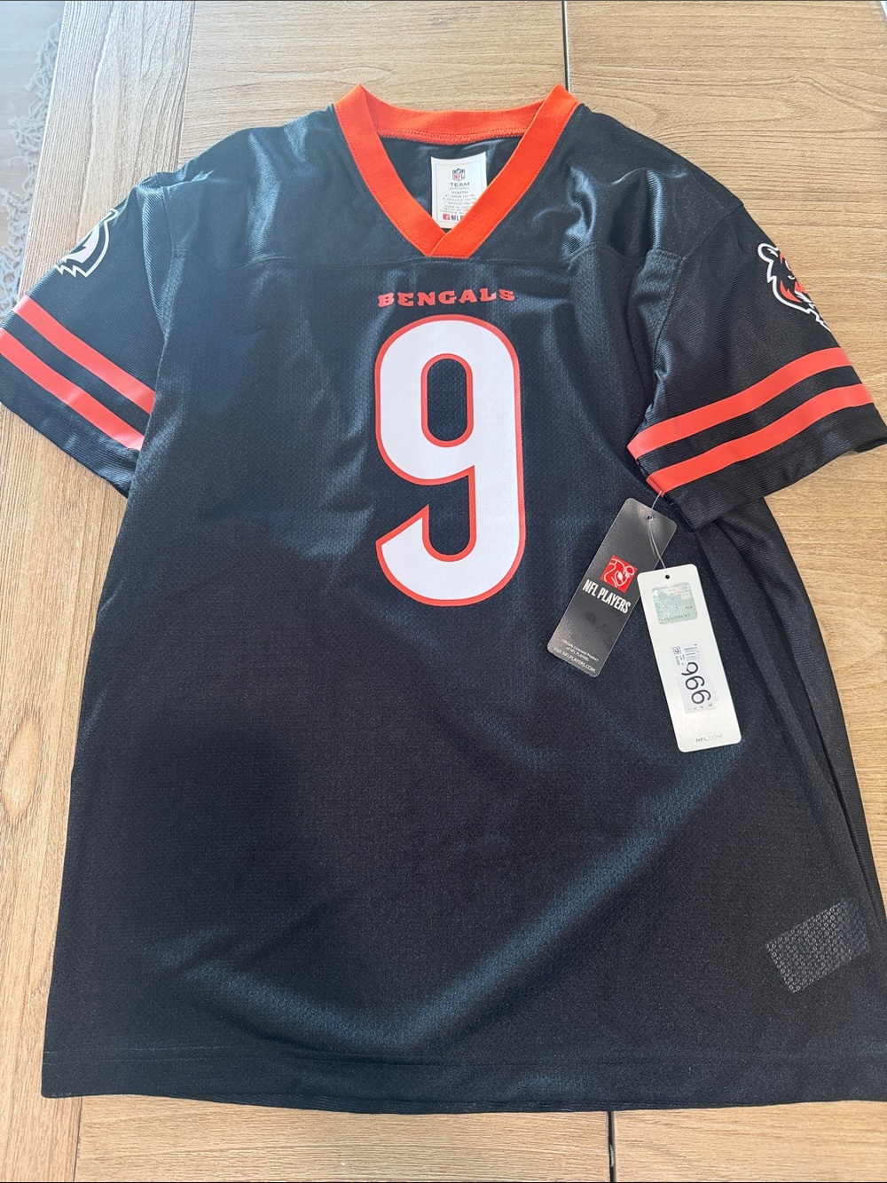 NFL Bengals Youth Black and Orange #9 Jersey